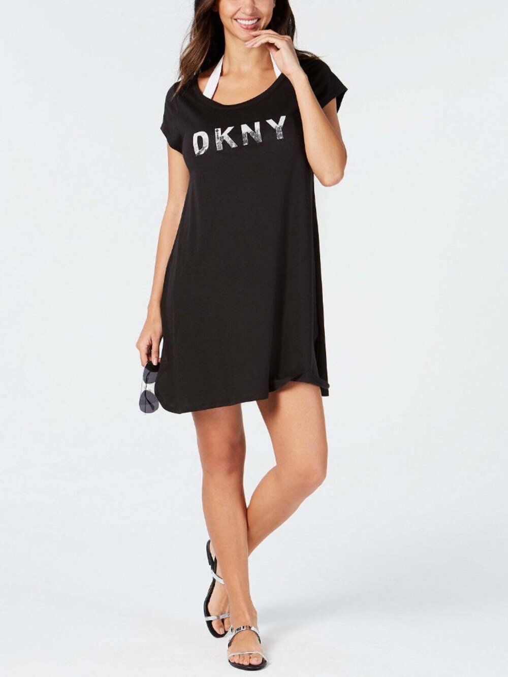 DKNY Womens Logo Cover Up Dress
